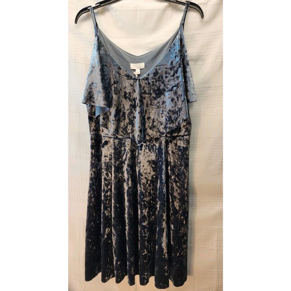Lauren Conrad Dress Womens Size Large Velvet Sleeveless Gray Layered Midi 1161